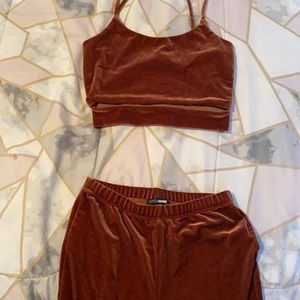 Rust, suede two piece set